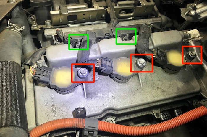 Toyota Lexus v6 Hybrid engine valve cover gasket ignition coils spark plugs replacement Highlander RX Camry Solara Sienna 330 400h ES330 coils removal